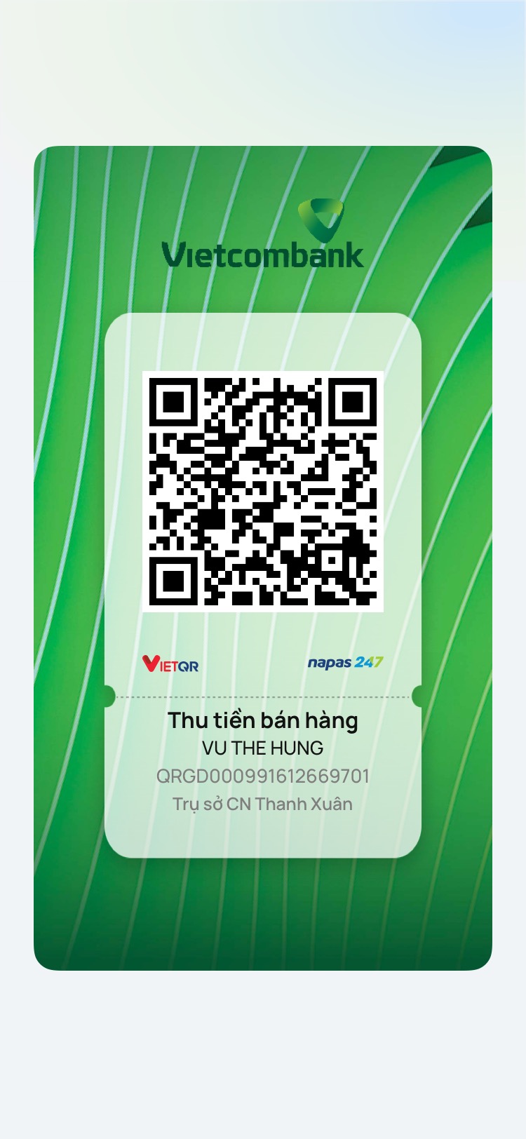 Mã QR nhận tiền Vietcombank của VU THE HUNG